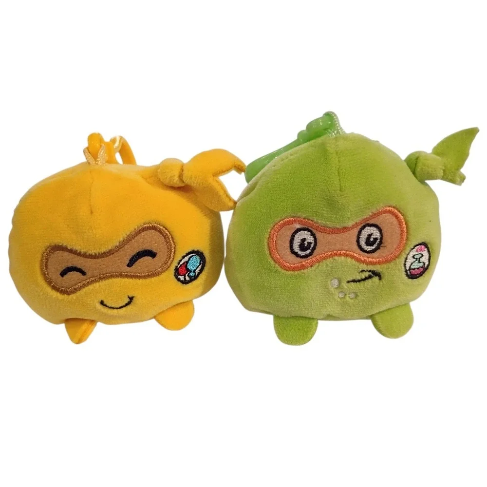 EUC Green & Yellow Ninja Life Hacks Emotion Keychain Plushie Backpack‎ Clip 3 In
